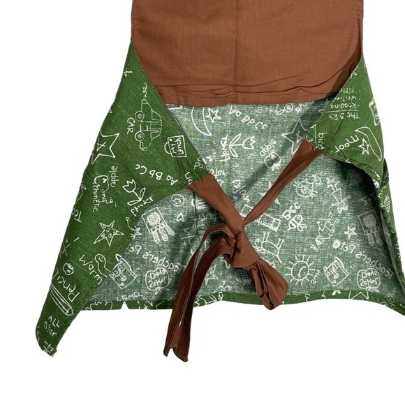 Green Chalk board print unisex Kids  apron, cooking art.  OS - Picture 6 of 7